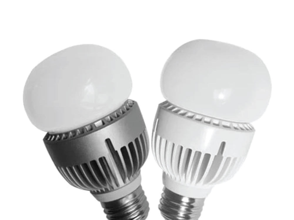 LED bulbs on white background